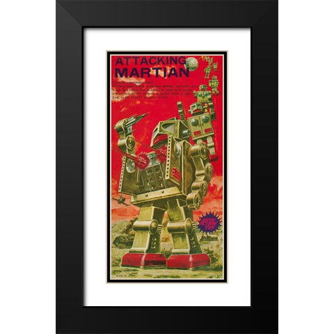 Attacking Martian Black Modern Wood Framed Art Print with Double Matting by Retrobot