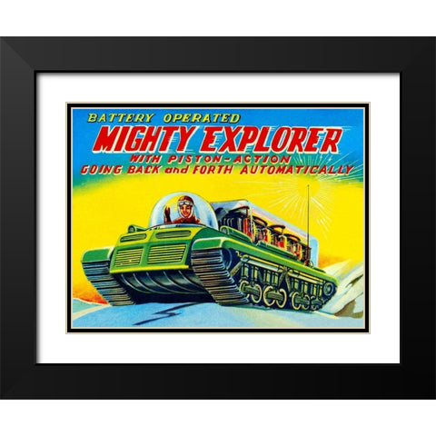 Mighty Explorer with Piston Action Black Modern Wood Framed Art Print with Double Matting by Retrobot