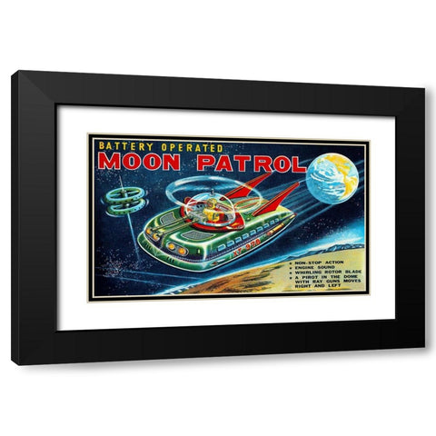 Battery Operated Moon Patrol XT-978 Black Modern Wood Framed Art Print with Double Matting by Retrobot