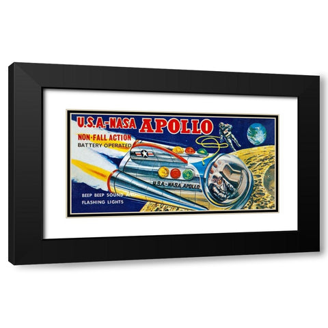 U.S.A. - NASA Apollo Black Modern Wood Framed Art Print with Double Matting by Retrobot
