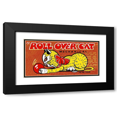 Roll Over Cat Black Modern Wood Framed Art Print with Double Matting by Retrobot