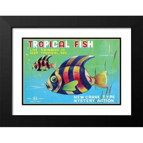 Tropical Fish Black Modern Wood Framed Art Print with Double Matting by Retrobot
