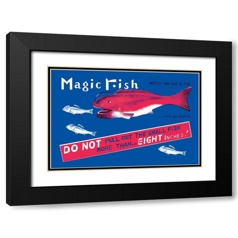 Magic Fish Black Modern Wood Framed Art Print with Double Matting by Retrobot