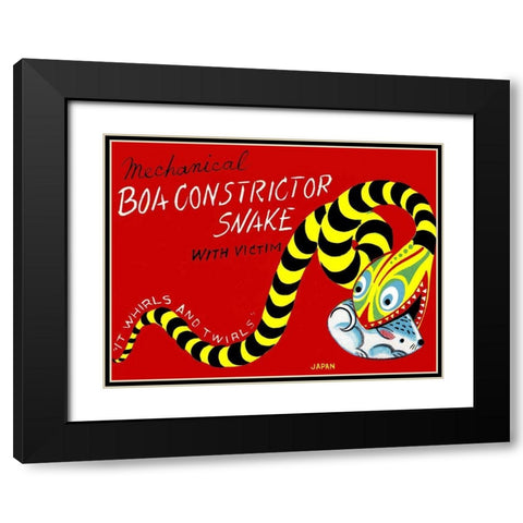Boa Constrictor Snake with Victim Black Modern Wood Framed Art Print with Double Matting by Retrobot