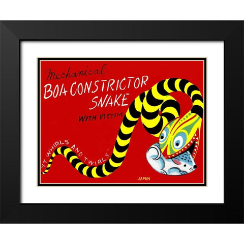 Boa Constrictor Snake with Victim Black Modern Wood Framed Art Print with Double Matting by Retrobot
