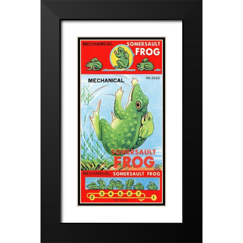 Mechanical Somersault Frog Black Modern Wood Framed Art Print with Double Matting by Retrobot