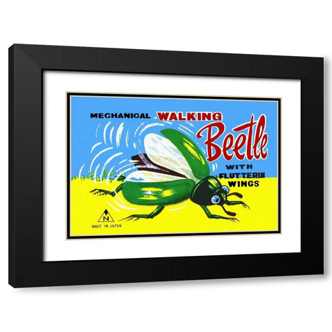 Mechanical Walking Beetle Black Modern Wood Framed Art Print with Double Matting by Retrobot