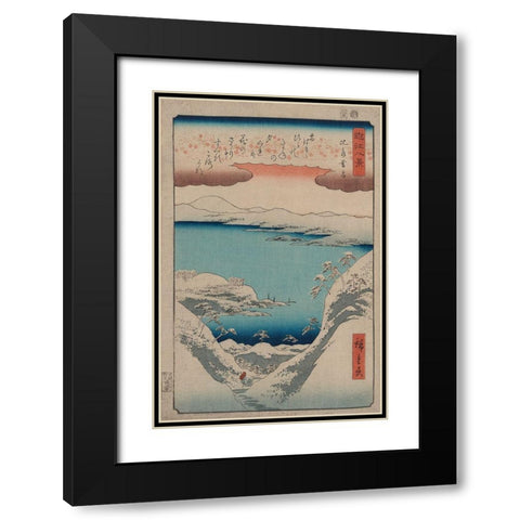 Evening Snow at Hira Black Modern Wood Framed Art Print with Double Matting by Hiroshige, Ando