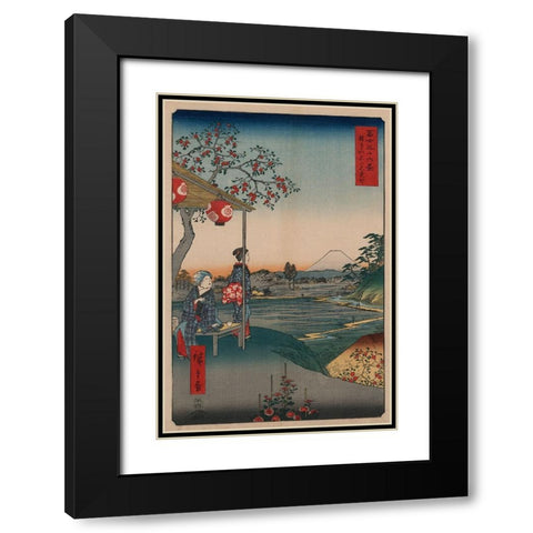 Fujimi Teahouse at Zoshigaya Black Modern Wood Framed Art Print with Double Matting by Hiroshige, Ando