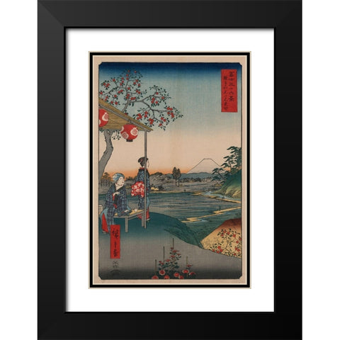 Fujimi Teahouse at Zoshigaya Black Modern Wood Framed Art Print with Double Matting by Hiroshige, Ando