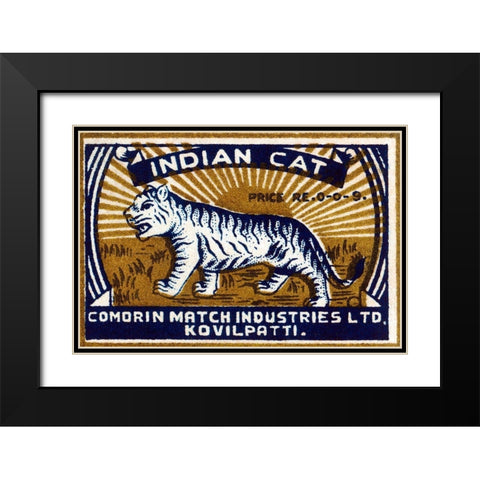 Indian Cat Black Modern Wood Framed Art Print with Double Matting by Phillumenart