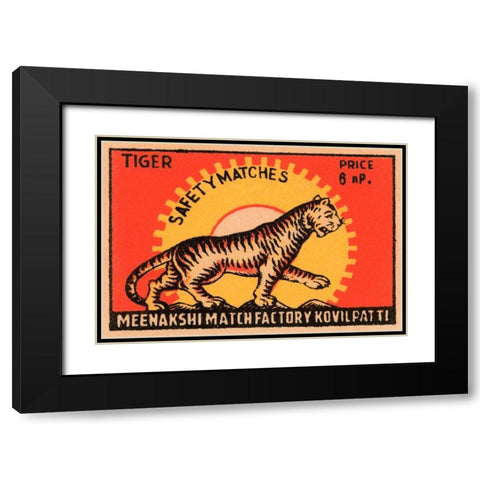 Tiger Safety Matches Black Modern Wood Framed Art Print with Double Matting by Phillumenart