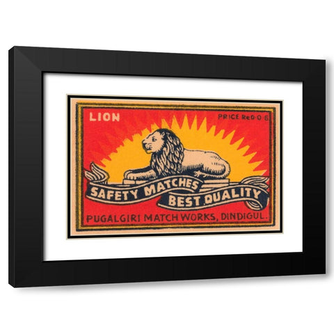 Lion Safety Matches Best Quality Black Modern Wood Framed Art Print with Double Matting by Phillumenart