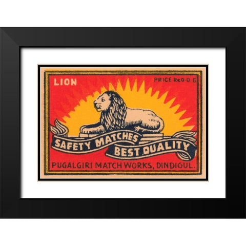 Lion Safety Matches Best Quality Black Modern Wood Framed Art Print with Double Matting by Phillumenart