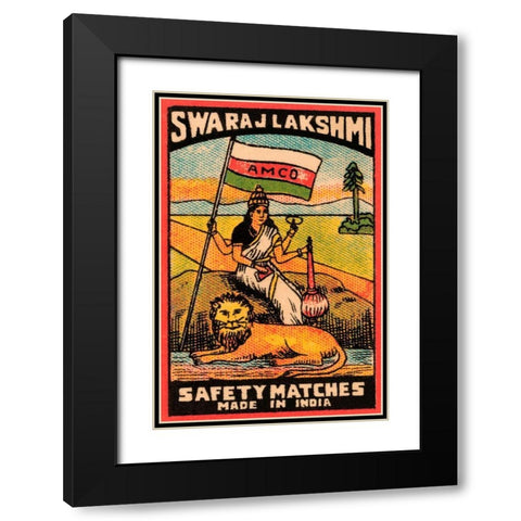 Swaraj Lakshmi Safety Matches Black Modern Wood Framed Art Print with Double Matting by Phillumenart
