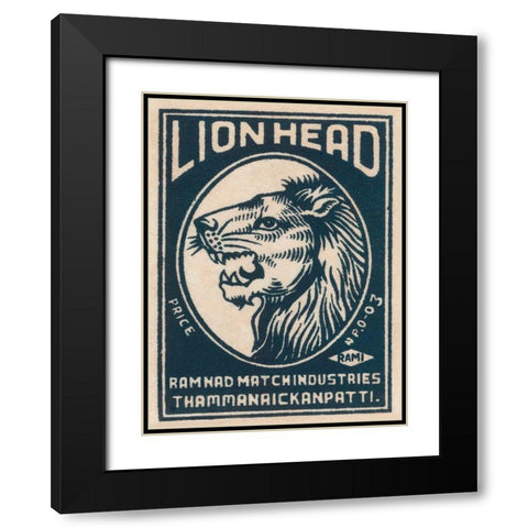 Lion Head Black Modern Wood Framed Art Print with Double Matting by Phillumenart