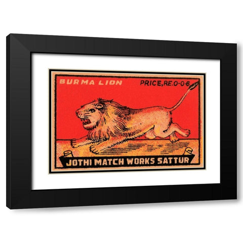 Burma Lion Black Modern Wood Framed Art Print with Double Matting by Phillumenart