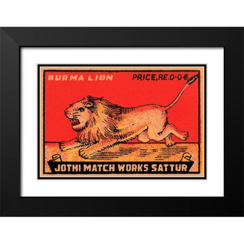 Burma Lion Black Modern Wood Framed Art Print with Double Matting by Phillumenart