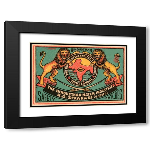 Hindusthan Safety Matches Black Modern Wood Framed Art Print with Double Matting by Phillumenart