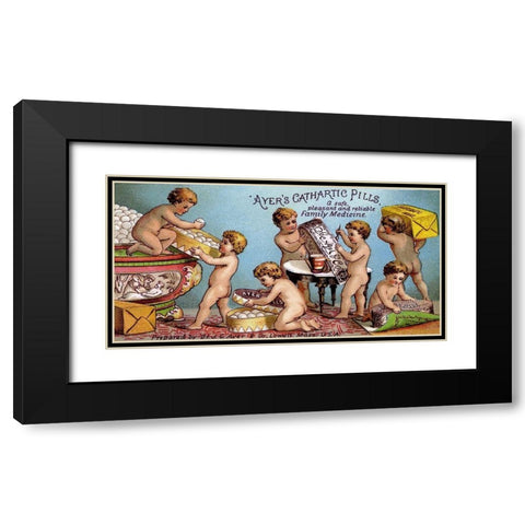 Ayers Cathartic Pills Black Modern Wood Framed Art Print with Double Matting by Advertisement