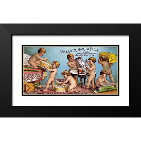 Ayers Cathartic Pills Black Modern Wood Framed Art Print with Double Matting by Advertisement
