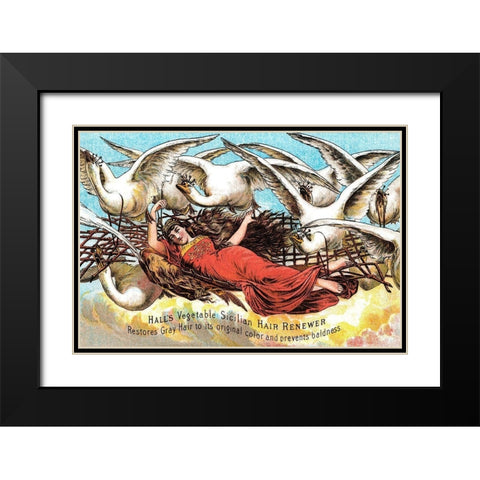 Halls Vegetable Sicillian Hair Renewer Black Modern Wood Framed Art Print with Double Matting by Advertisement