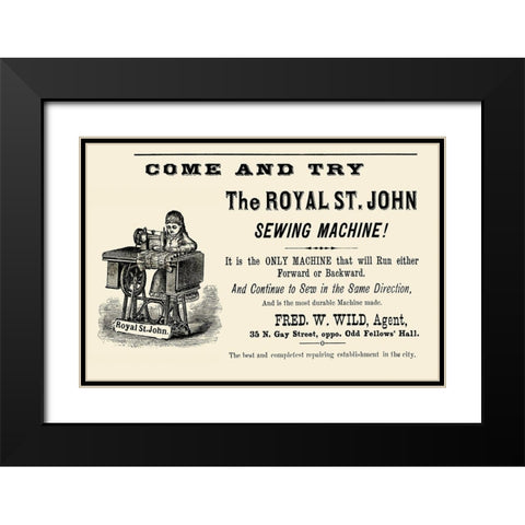 The Royal St. John Sewing Machine Black Modern Wood Framed Art Print with Double Matting by Unknown