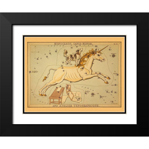 Monoceros, Canis Minor, and Atelier Typographique Black Modern Wood Framed Art Print with Double Matting by Aspin, Jehoshaphat
