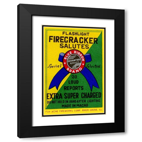 Flashlight Firecracker Salutes - Blue Ribbon Brand Black Modern Wood Framed Art Print with Double Matting by Unknown