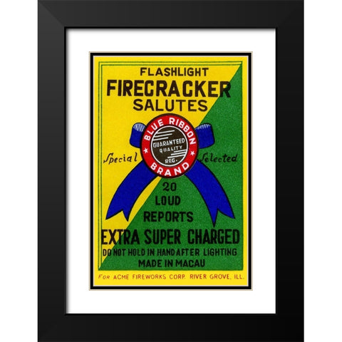 Flashlight Firecracker Salutes - Blue Ribbon Brand Black Modern Wood Framed Art Print with Double Matting by Unknown