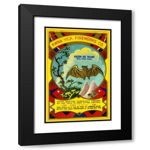 Golden Bat Firecrackers Black Modern Wood Framed Art Print with Double Matting by Unknown
