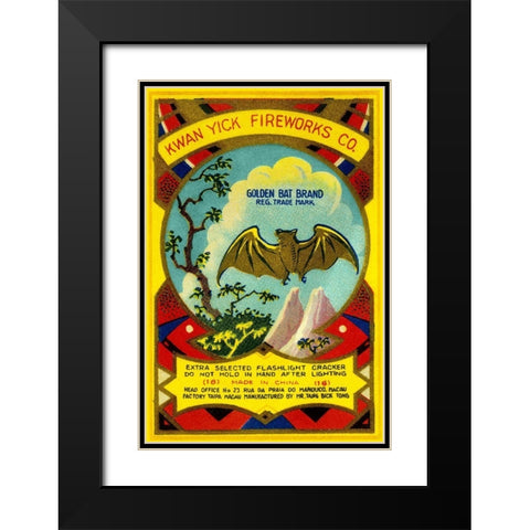 Golden Bat Firecrackers Black Modern Wood Framed Art Print with Double Matting by Unknown