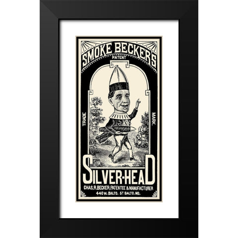 Smoke Beckers Silver-Head Black Modern Wood Framed Art Print with Double Matting by Vintage Booze Labels