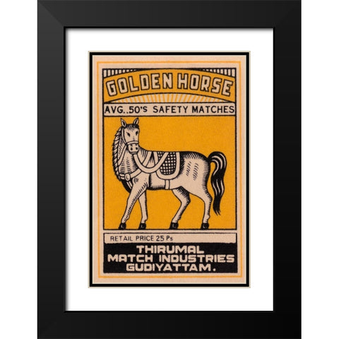 Golden Horse Avg. 50s Safety Matches Black Modern Wood Framed Art Print with Double Matting by Phillumenart