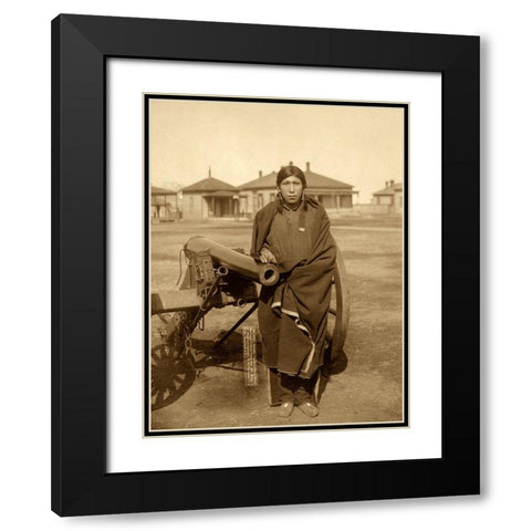 Oglala Sioux Plenty Horse Next to Cannon Black Modern Wood Framed Art Print with Double Matting by Grabill, John C.H.