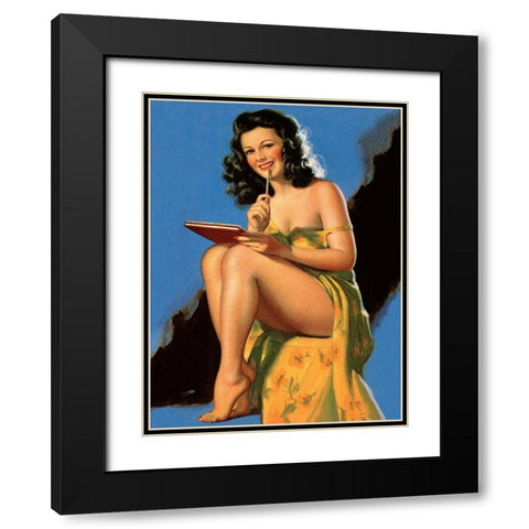 Drawing Looks Black Modern Wood Framed Art Print with Double Matting by Unknown