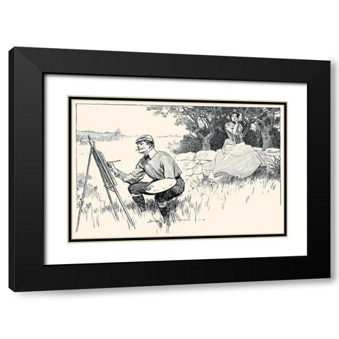 Wasting Time Black Modern Wood Framed Art Print with Double Matting by Gibson, Charles Dana