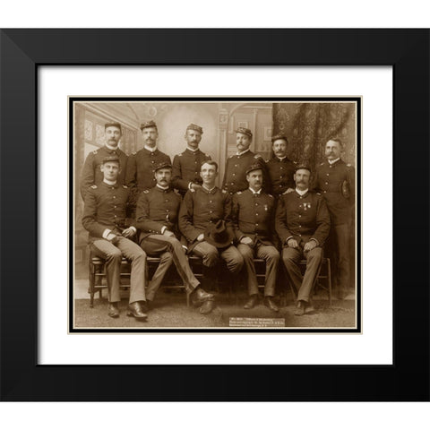 Officers of the 9th Cavalry Black Modern Wood Framed Art Print with Double Matting by Grabill, John C.H.