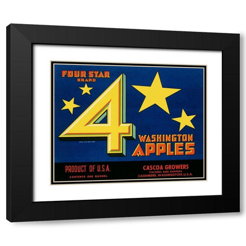 Four Star Brand Washington Apples Black Modern Wood Framed Art Print with Double Matting by Unknown