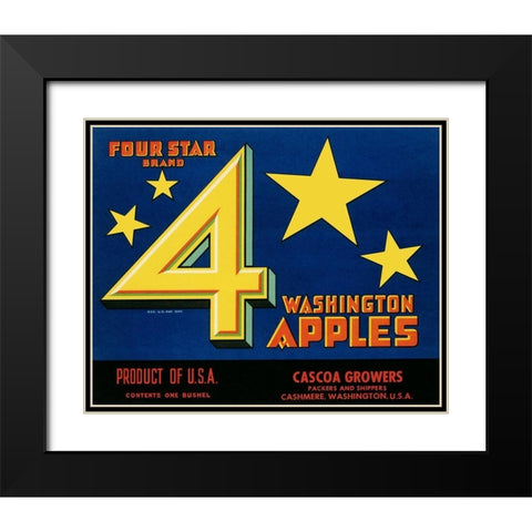 Four Star Brand Washington Apples Black Modern Wood Framed Art Print with Double Matting by Unknown