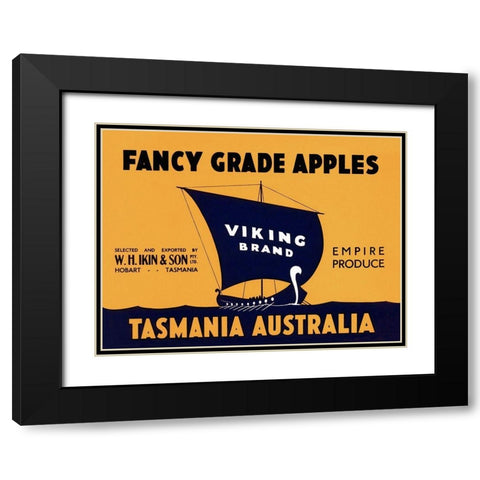 Viking Brand Fancy Grade Apples Black Modern Wood Framed Art Print with Double Matting by Retrolabel