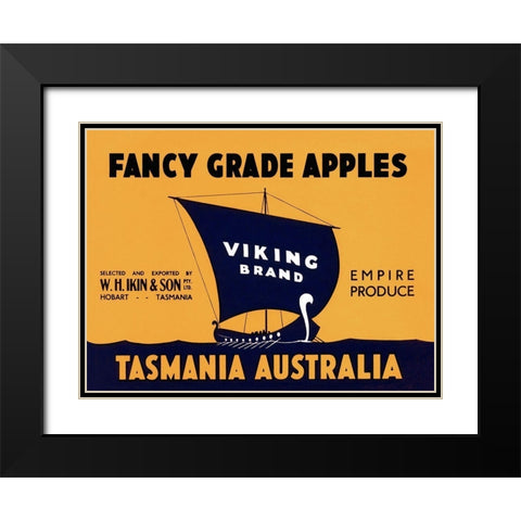 Viking Brand Fancy Grade Apples Black Modern Wood Framed Art Print with Double Matting by Retrolabel