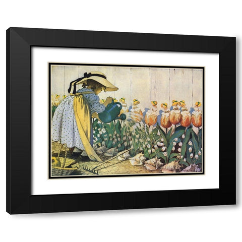Flowers Being Watered - Mary, Mary Black Modern Wood Framed Art Print with Double Matting by Smith, Jesse Willcox