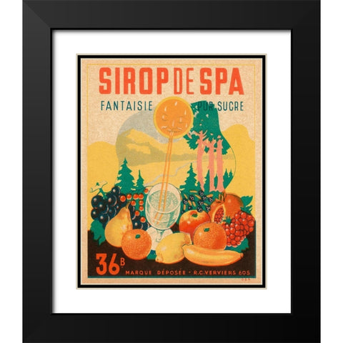 Sirop de Spa Black Modern Wood Framed Art Print with Double Matting by Vintage Booze Labels