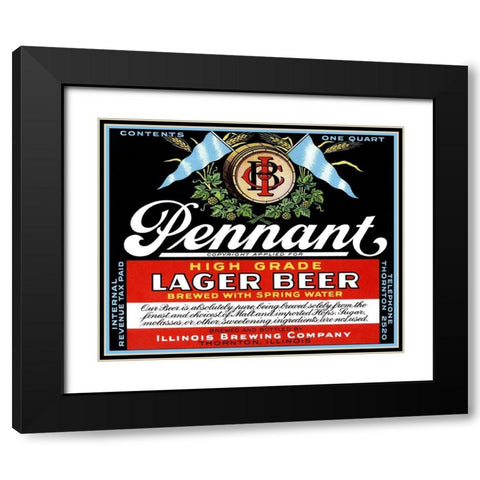 Pennant Lager Beer Black Modern Wood Framed Art Print with Double Matting by Vintage Booze Labels