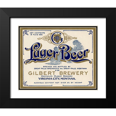 Gilbert Brewery Lager Beer Black Modern Wood Framed Art Print with Double Matting by Vintage Booze Labels
