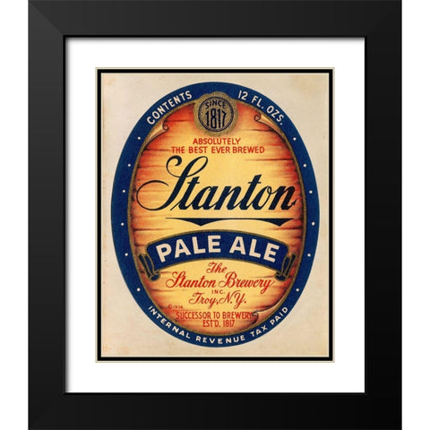 Stanton Pale Ale Beer Black Modern Wood Framed Art Print with Double Matting by Vintage Booze Labels