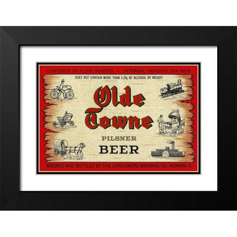 Olde Towne Pilsner Beer Black Modern Wood Framed Art Print with Double Matting by Vintage Booze Labels