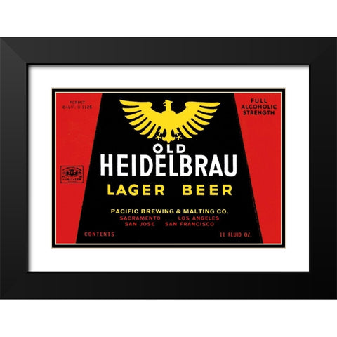 Old Heidelbrau Lager Beer Black Modern Wood Framed Art Print with Double Matting by Vintage Booze Labels