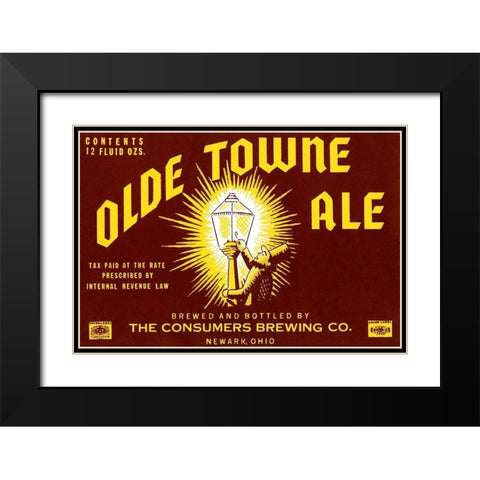 Olde Towne Ale Black Modern Wood Framed Art Print with Double Matting by Vintage Booze Labels